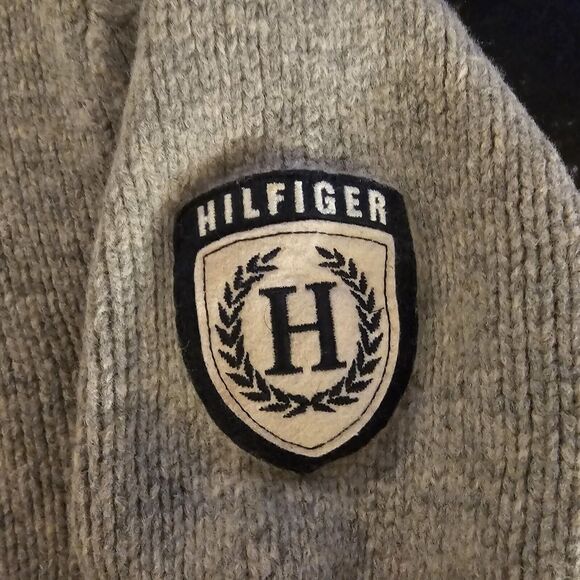 Tommy Hilfiger Lambswool Full Zip Cardigan Sweater Jacket Grey Blue Mens XXL 2X - Picture 2 of 6